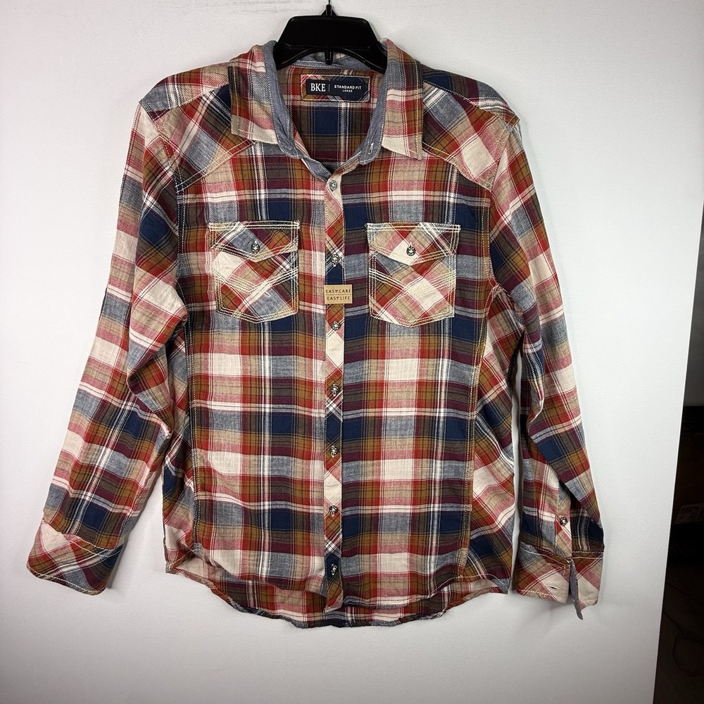 BKE Men's Plaid Shirt NWOT Large Button Down Long Sleeve